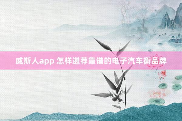 威斯人app 怎样遴荐靠谱的电子汽车衡品牌