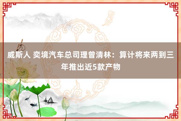 威斯人 奕境汽车总司理曾清林：算计将来两到三年推出近5款产物