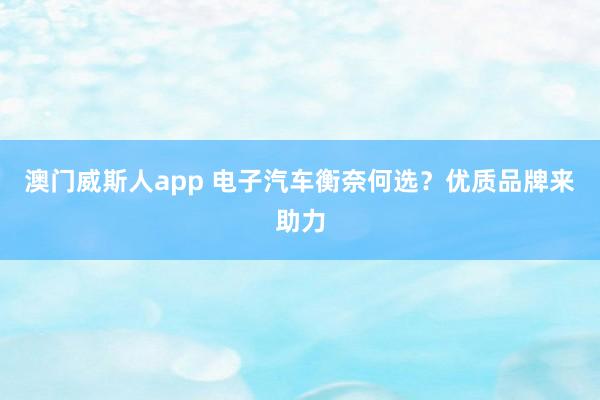 澳门威斯人app 电子汽车衡奈何选？优质品牌来助力