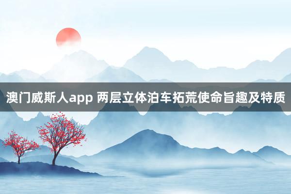 澳门威斯人app 两层立体泊车拓荒使命旨趣及特质