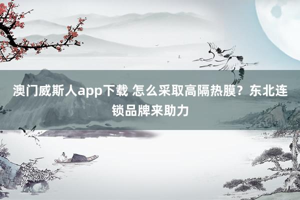 澳门威斯人app下载 怎么采取高隔热膜？东北连锁品牌来助力
