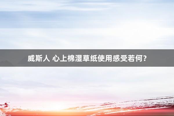 威斯人 心上棉湿草纸使用感受若何？