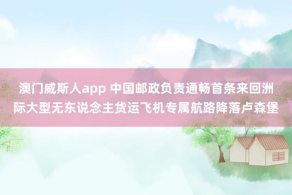 澳门威斯人app 中国邮政负责通畅首条来回洲际大型无东说念主货运飞机专属航路降落卢森堡