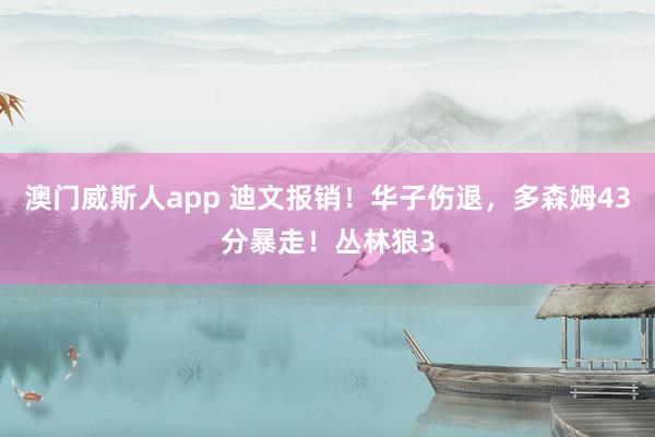 澳门威斯人app 迪文报销！华子伤退，多森姆43分暴走！丛林狼3