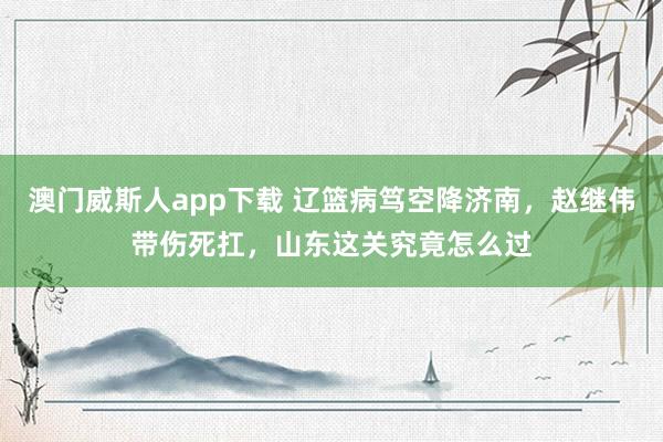 澳门威斯人app下载 辽篮病笃空降济南，赵继伟带伤死扛，山东这关究竟怎么过