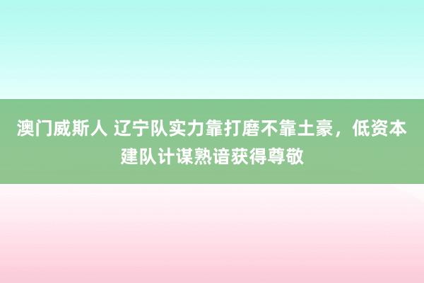 澳门威斯人 辽宁队实力靠打磨不靠土豪，低资本建队计谋熟谙获得尊敬