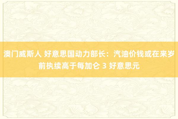 澳门威斯人 好意思国动力部长：汽油价钱或在来岁前执续高于每加仑 3 好意思元