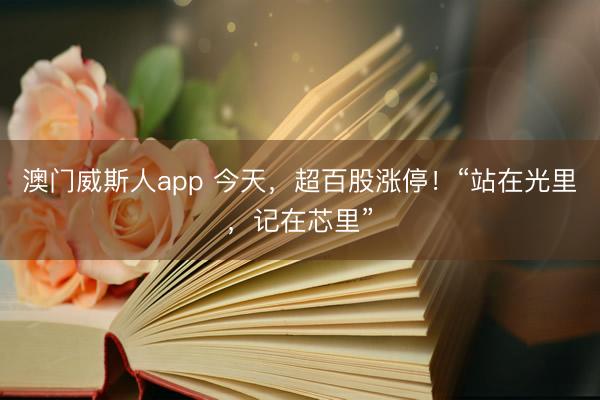 澳门威斯人app 今天，超百股涨停！“站在光里，记在芯里”
